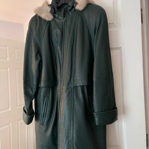 Thinsulate hunter green leather coat